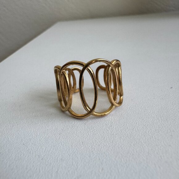 Gold Open Heart Ring – Adjustable Statement Band - Picture 4 of 6